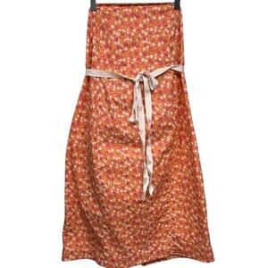 New Motherhood Strapless Peach Floral Cottagecore Maternity Dress Size Large (L)